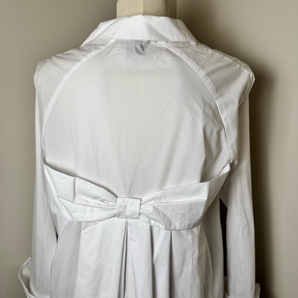 RAVEL Bow Back 100% Cotton Button Front Dress Shirt WHITE / MEDIUM - Picture 7 of 14